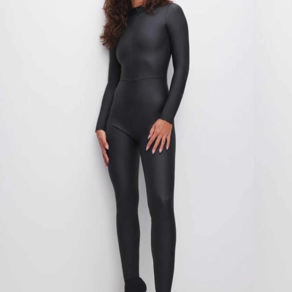 Good American new faux leather black body suit